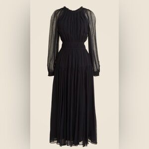 J. Crew Black Sheer Long Sleeve Dress